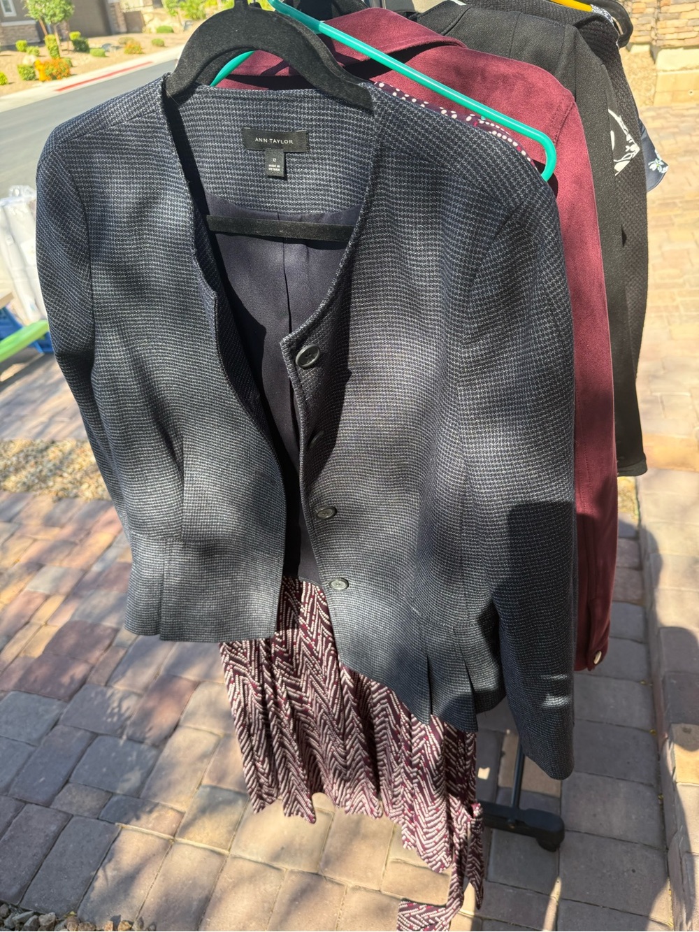 Ann Taylor Black Textured Collarless Blazer